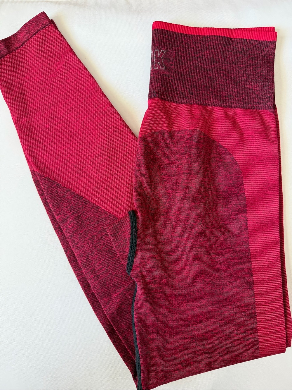 PINK Seamless High Rise Heathered Red Ankle Leggings XS Yoga Athleisure